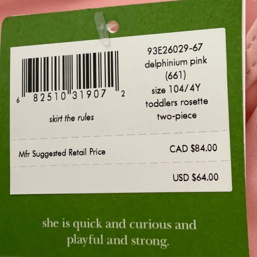 KATE SPADE NWT TODDLERS 4Y ROSETTE TWO PIECE SWIM SUIT DELPHINIUM PINK - Picture 6 of 7